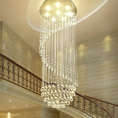 Single Spiral Hemisphere Rain Drop Crystal Chandelier