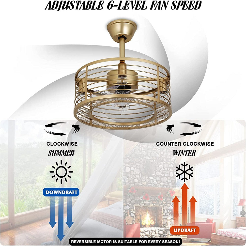 Modern Enclosed Ceiling Fan Indoor with Remote Control