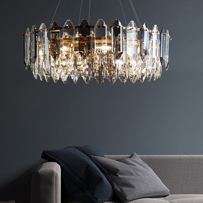 Round Glass Shade Metal Frame Chandelier