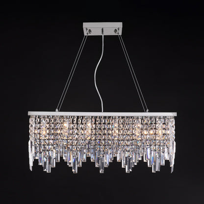 Rectangular Crystal Chandelier With Linear Design - Dining Room