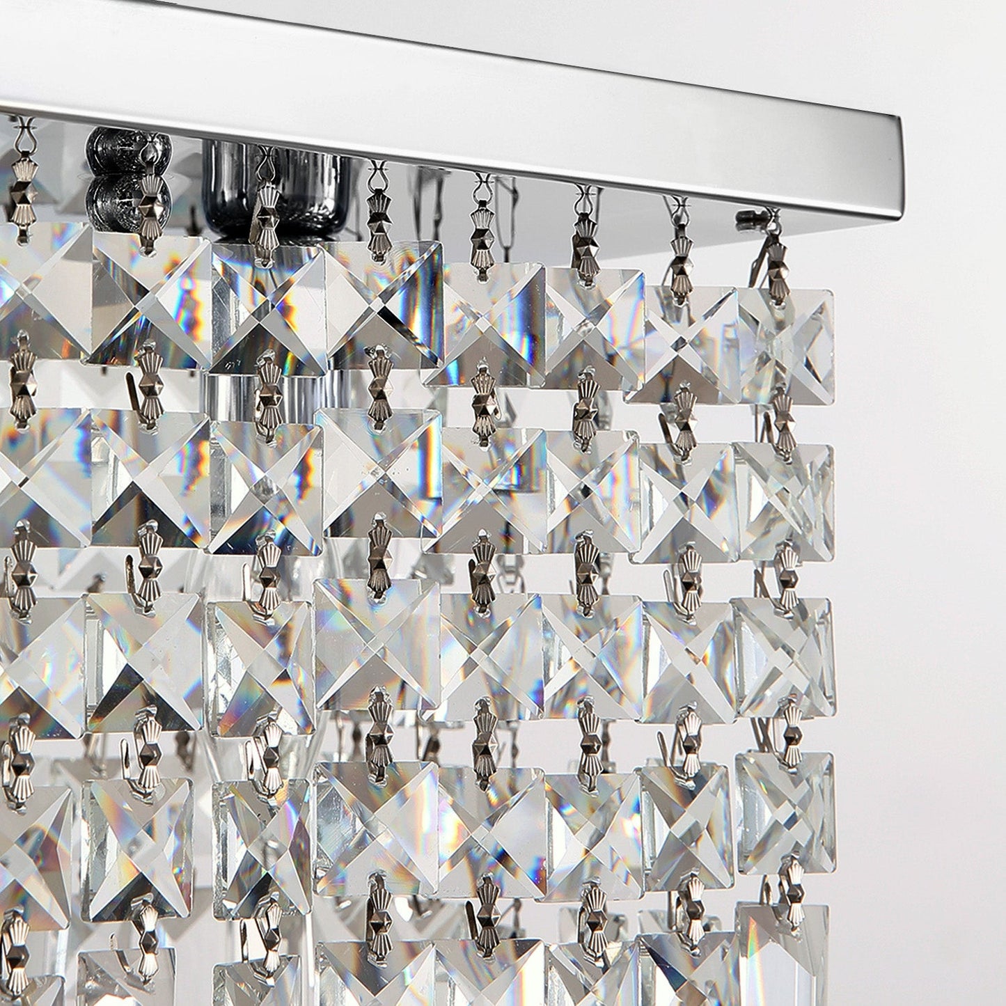 Rectangular Crystal Chandelier With Linear Design - Dining Room