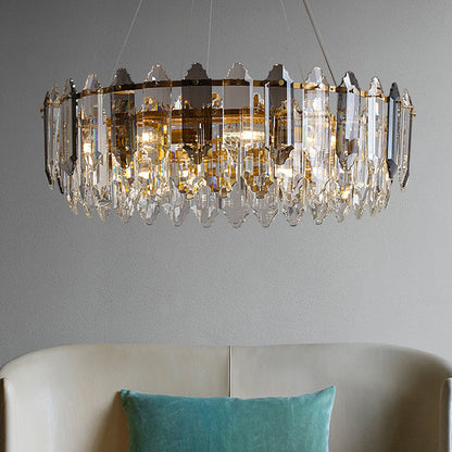 Round Glass Shade Metal Frame Chandelier