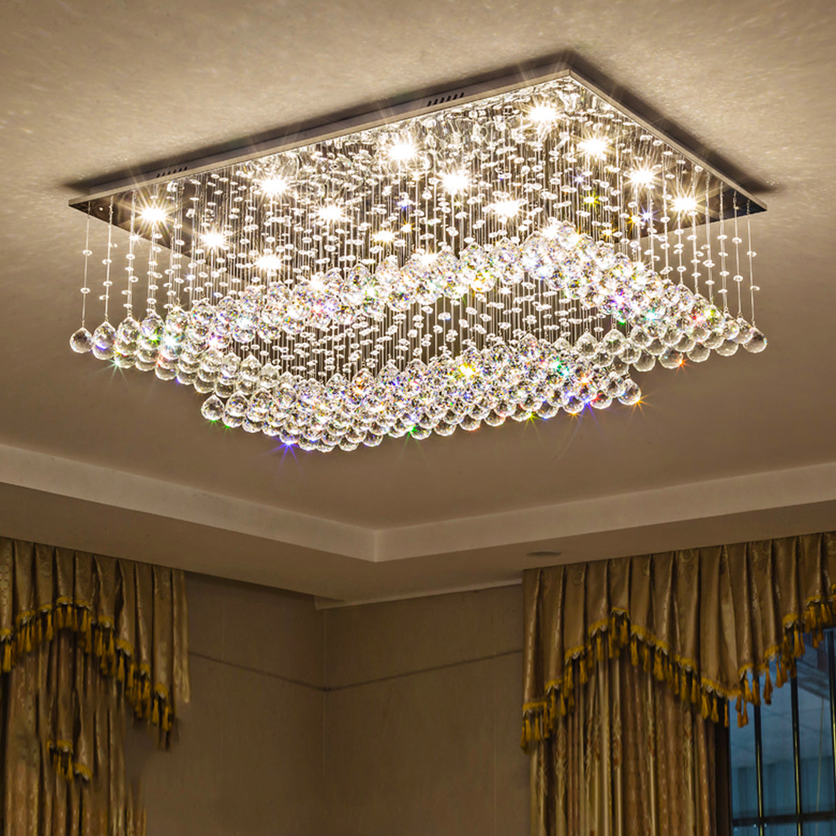 Rectangular Multi layer Cloud Design Crystal Chandelier