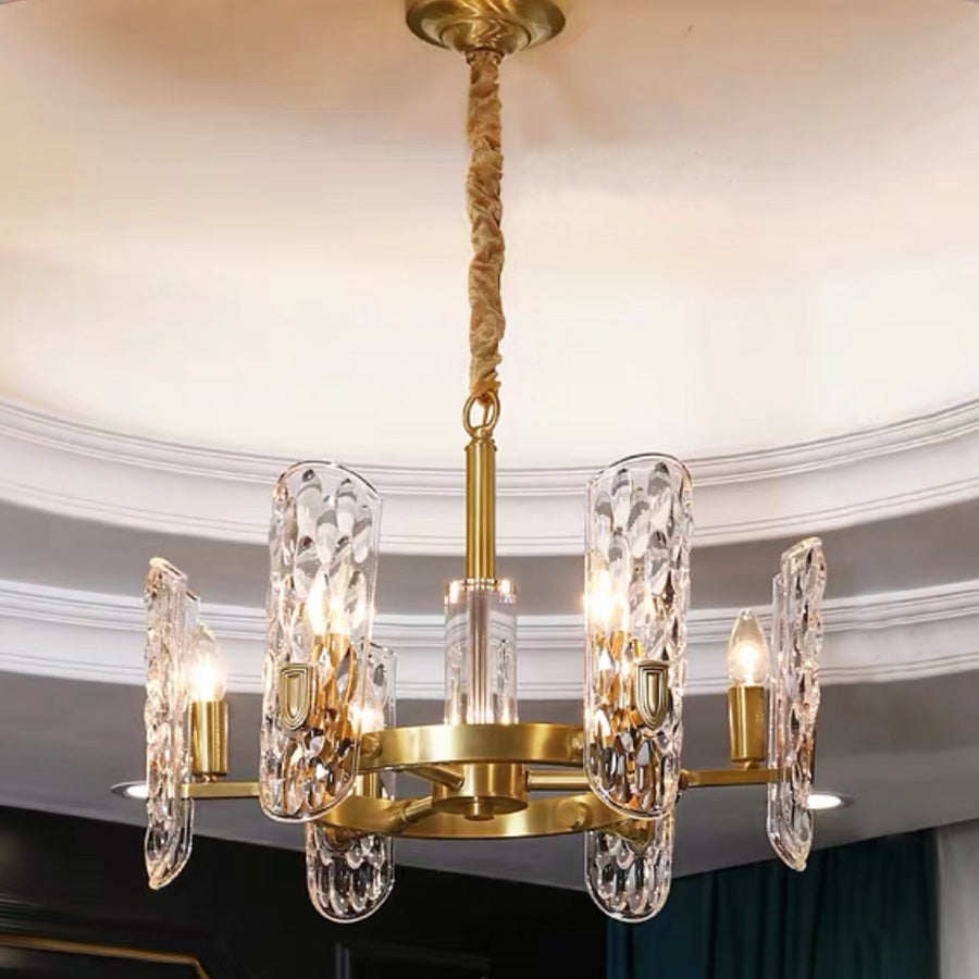 Luxury Brass Chandelier with Unique Wavy Shades