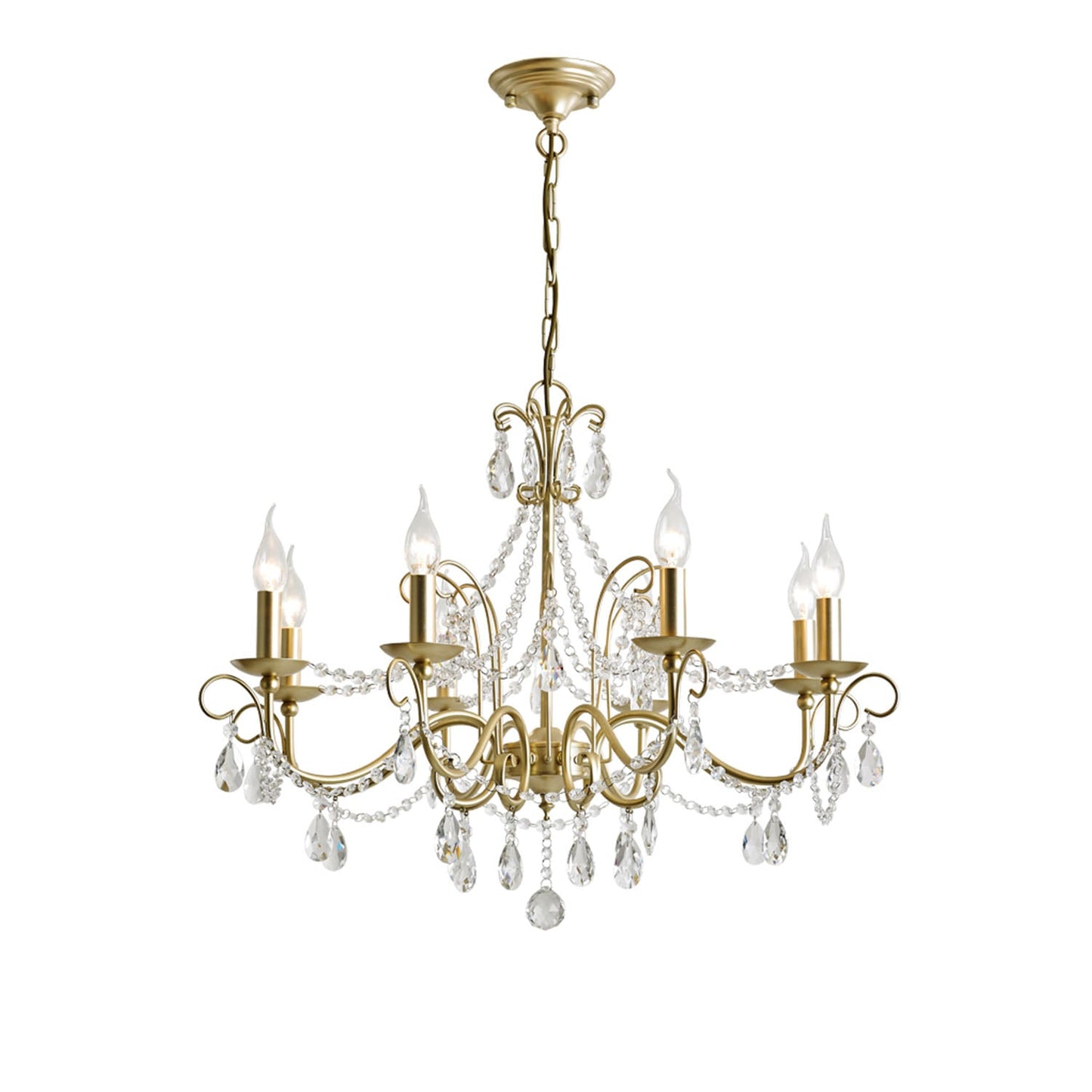 Gold Metal Candle Style Crystal Chandelier