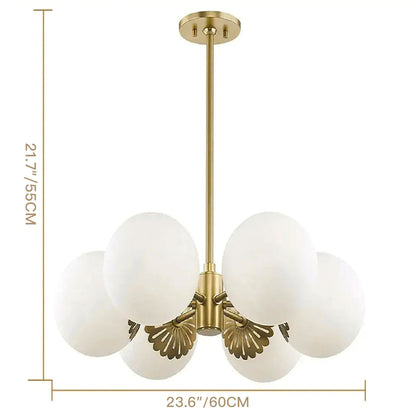 Modern Gold 6-Light White Glass Chandelier