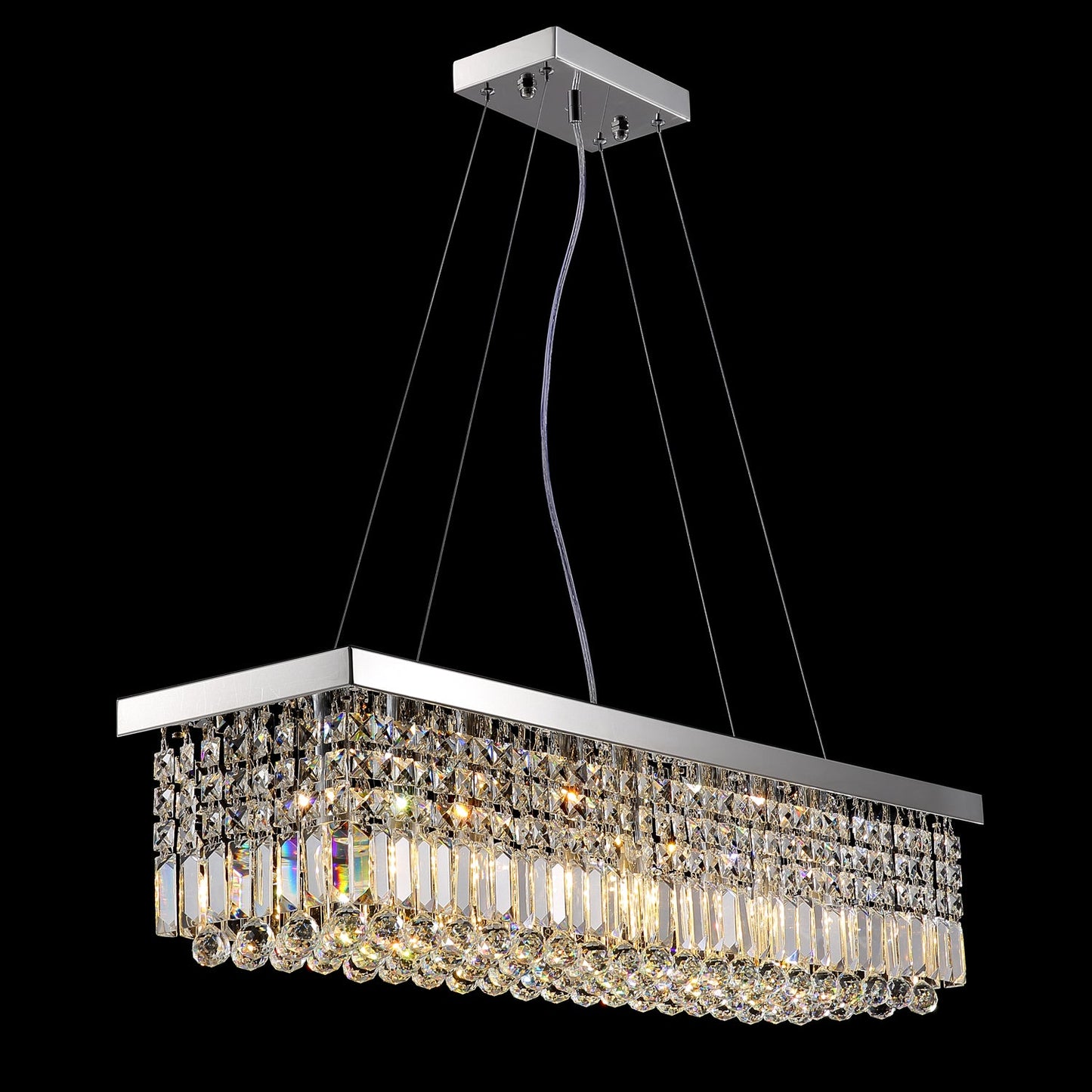 Rectangular Crystal Raindrop Chandelier Dining Room