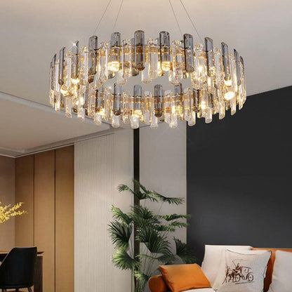 Round Glass Shade Gold Chandelier