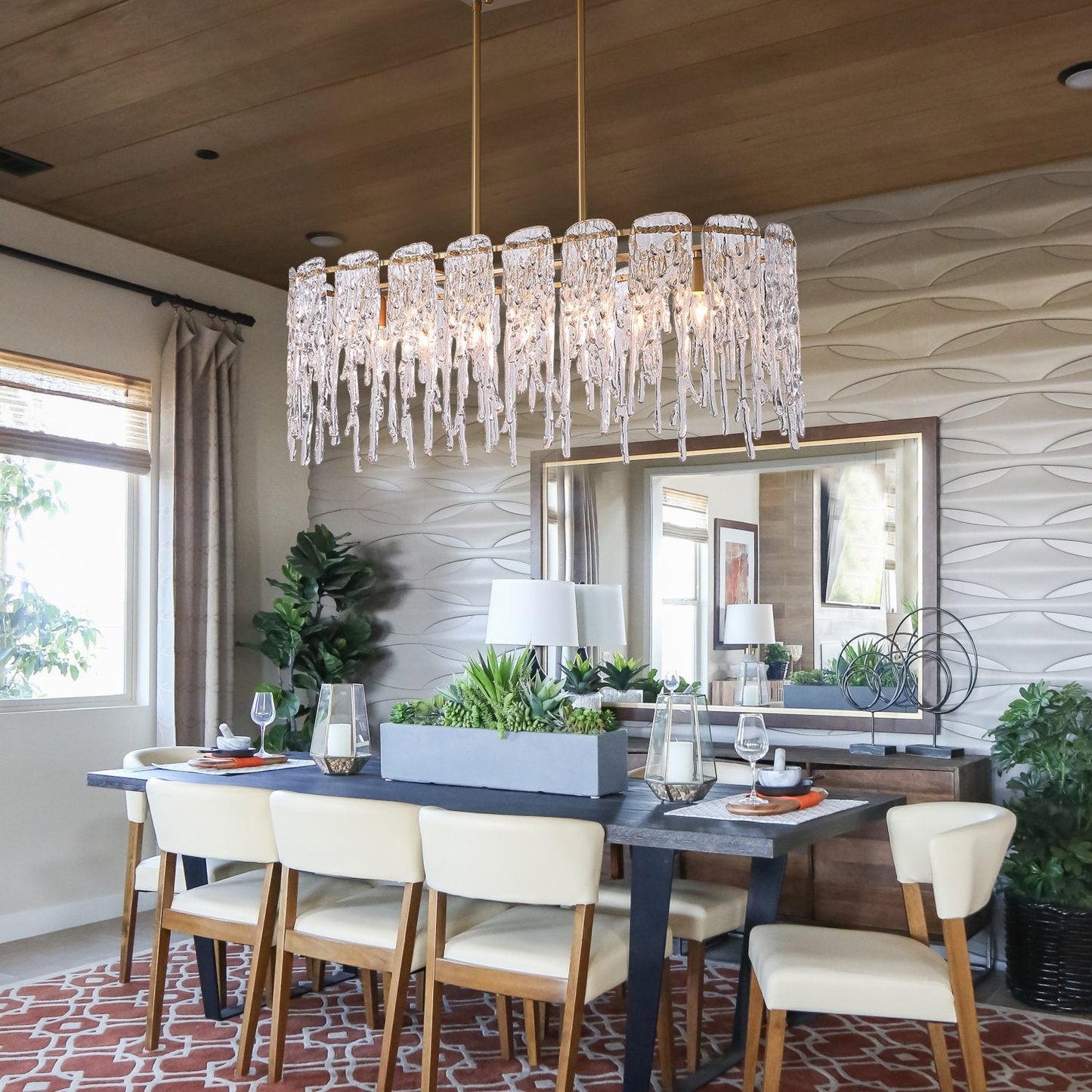 Rectangular Icicle Glass Chandelier