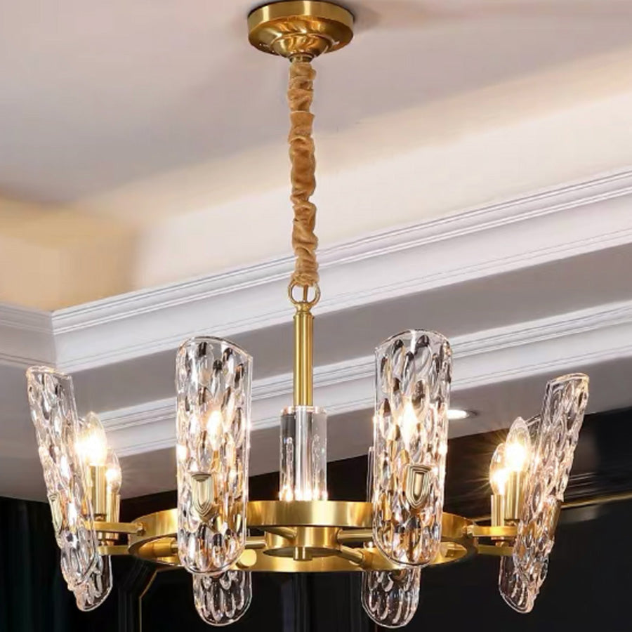 Luxury Brass Chandelier with Unique Wavy Shades