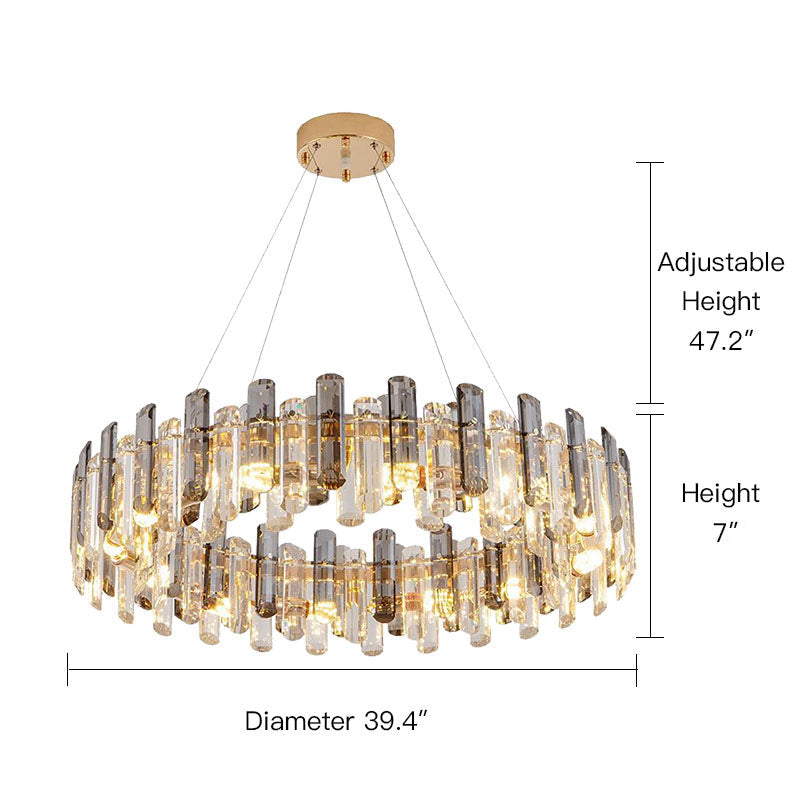 Round Glass Shade Gold Chandelier