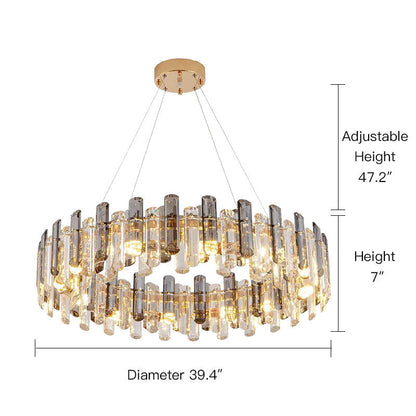 Round Glass Shade Gold Chandelier