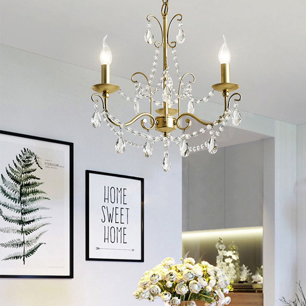 Gold Metal Candle Style Crystal Chandelier