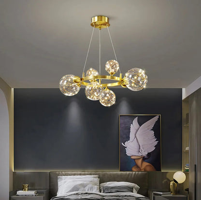 Gold Glass Globe Chandelier