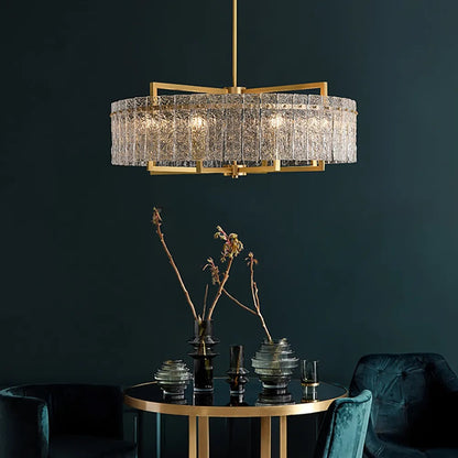 Round Brass Drum Chandelier