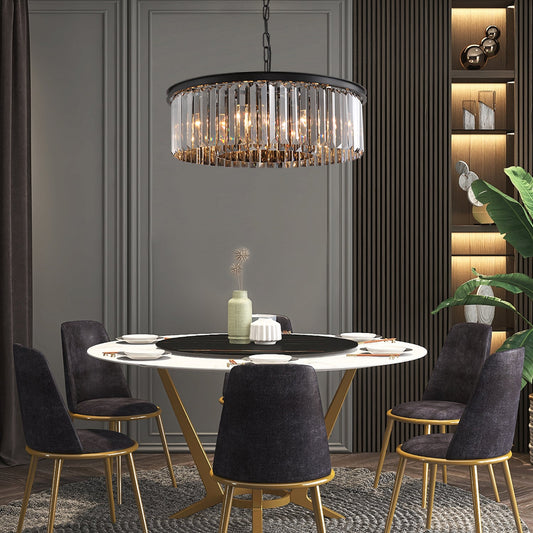 Black Crystal Chandelier - Round Design Pendant Light