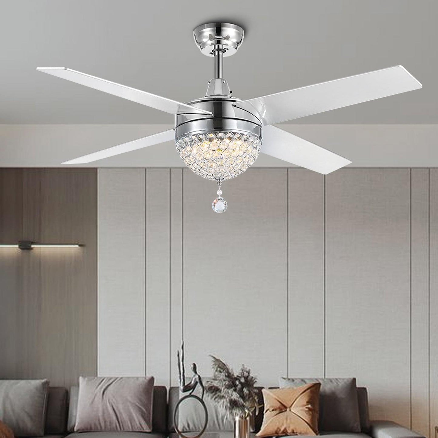 4 - Blade LED Crystal Ceiling Fan with Remote Control