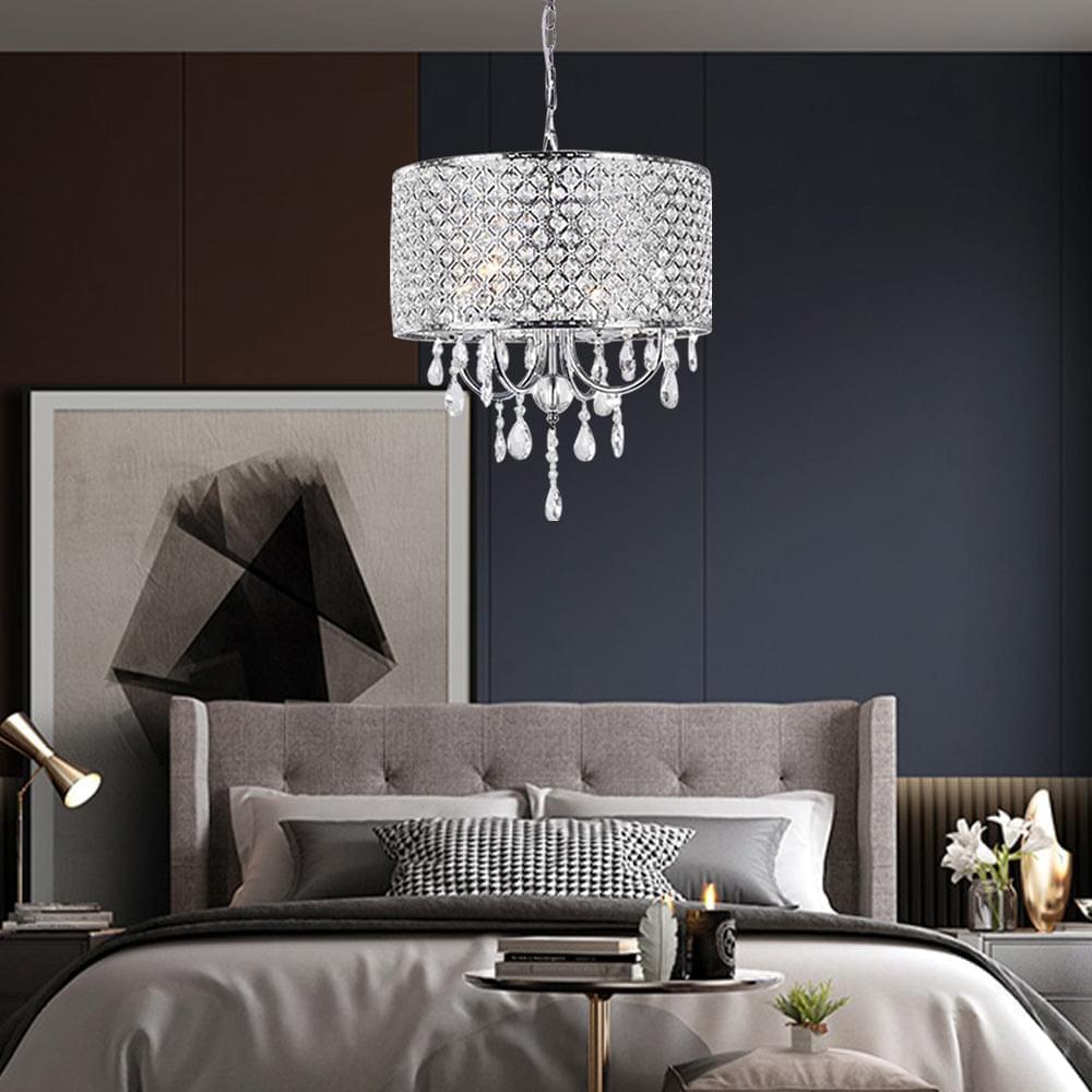 4-Light Candle Style Drum Crystal Chandelier