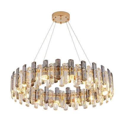 Round Glass Shade Gold Chandelier