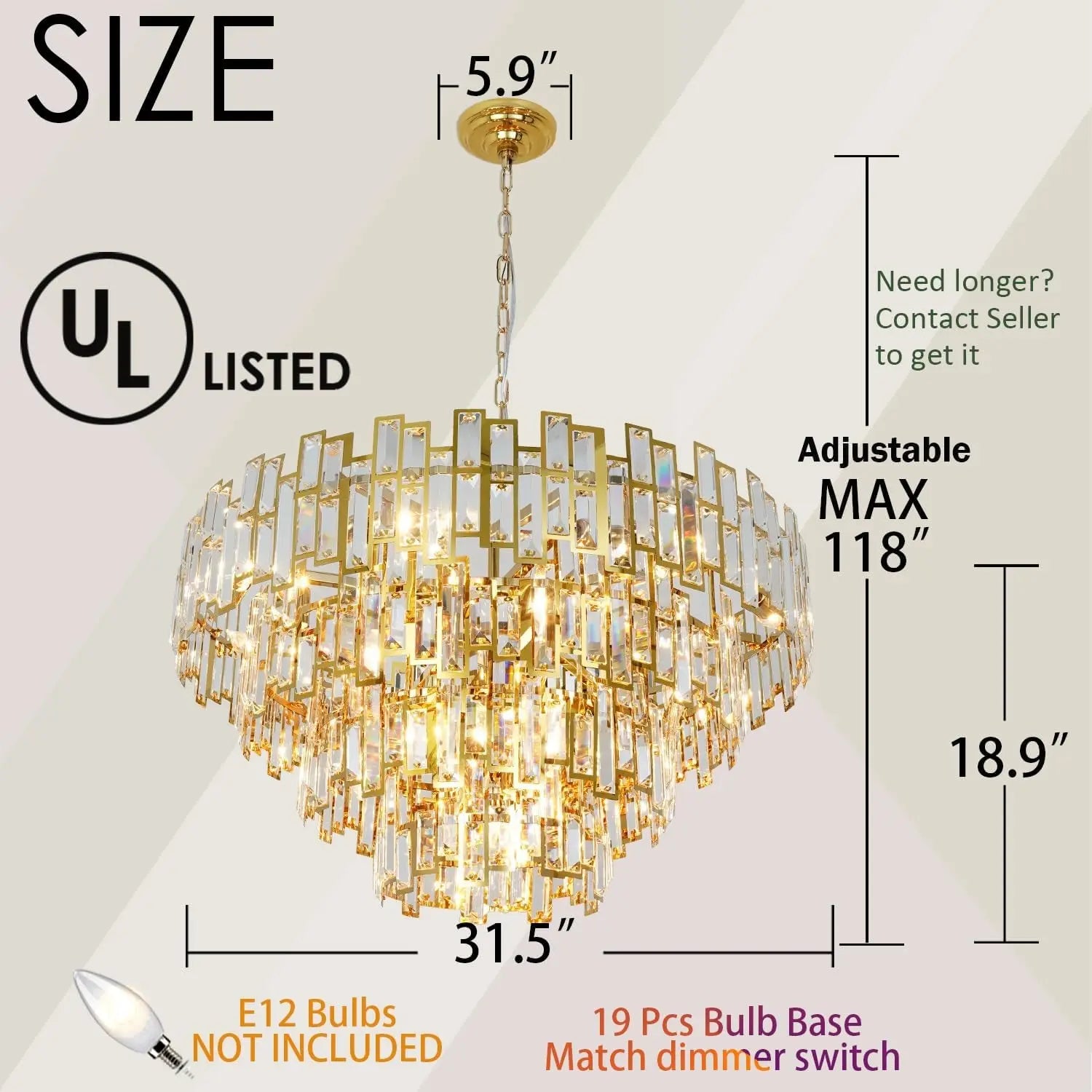 Gold Crystal Chandelier Lighting Foyer Hall Entry Way Chandeliers Light Fixture for High Ceiling Sloped Pendant Hanging French Empire Style round Large