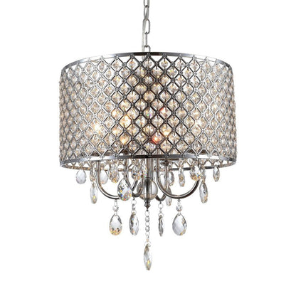 4-Light Candle Style Drum Crystal Chandelier