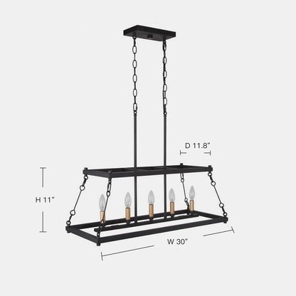 5-Light Black Kitchen Island Chandelier