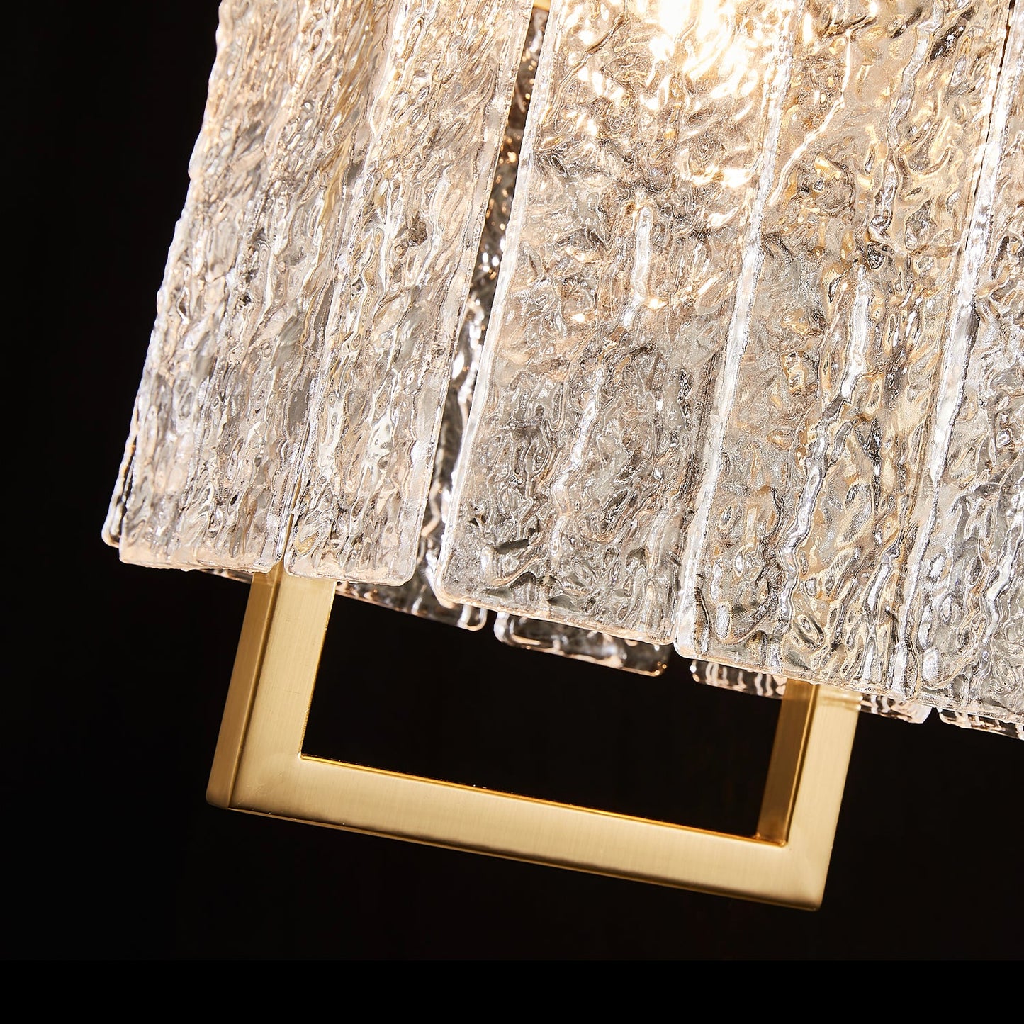 Square Frame Cracked Glass Lampshade Pendant Light