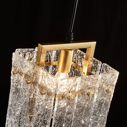 Square Frame Cracked Glass Lampshade Pendant Light