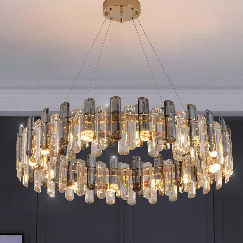 Round Glass Shade Gold Chandelier