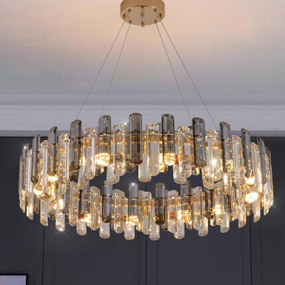 Round Glass Shade Gold Chandelier