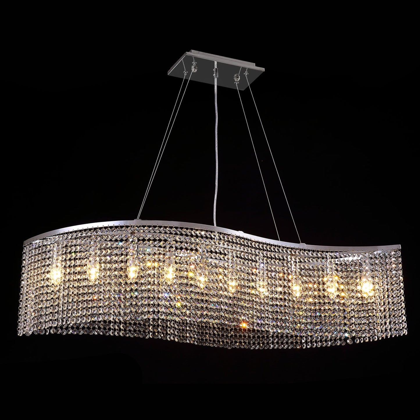 Elegant Wave Crystal Raindrop Chandelier - Pendant Light