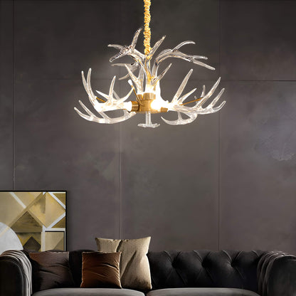 7-Light Resin Deer Horn Antler Ceiling