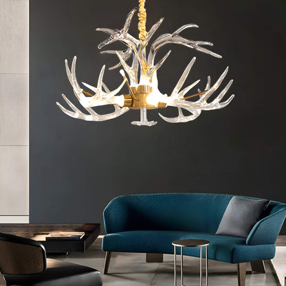 7-Light Resin Deer Horn Antler Ceiling