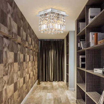 Small Square Hallway Crystal Chandelier - Ceiling Light