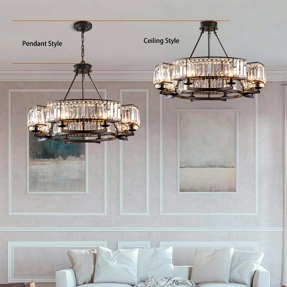 Round Modern Rustic Crystal Chandelier