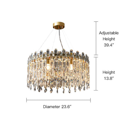 Round Linear Crystal Chandelier