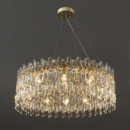 Round Linear Crystal Chandelier