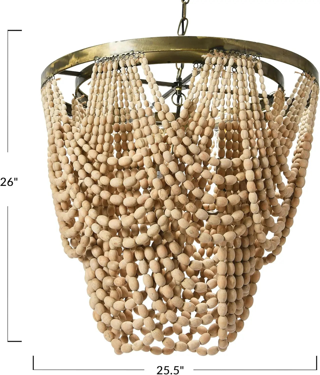 Metal Chandelier with Draped Wood Beads