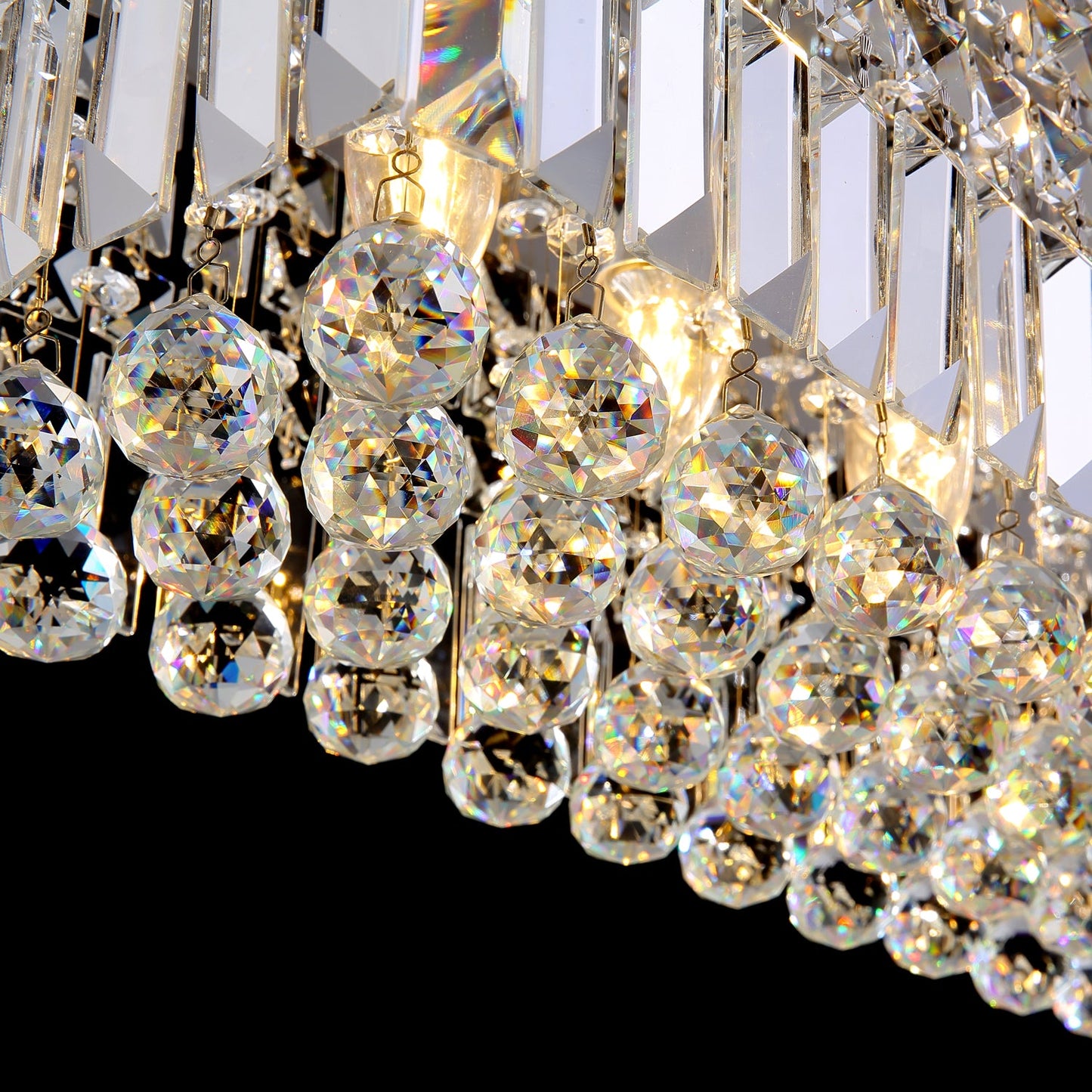 Rectangular Crystal Raindrop Chandelier Dining Room