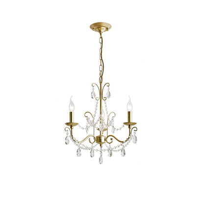 Gold Metal Candle Style Crystal Chandelier