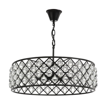 Black Drum Shape Crystal Chandelier - Pendant Light