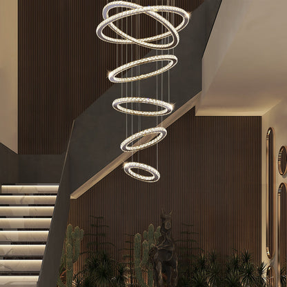 Five & Six Ring Crystal Chandelier Suspension Lights