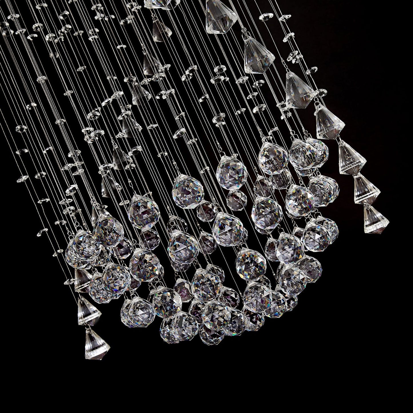 Double Spiral  Crystal Chandelier With Three Spheres For Foyer