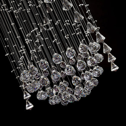 Double Spiral  Crystal Chandelier With Three Spheres For Foyer