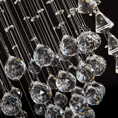 Double Spiral  Crystal Chandelier With Three Spheres For Foyer