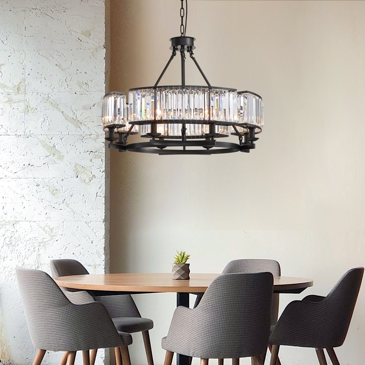 Round Modern Rustic Crystal Chandelier