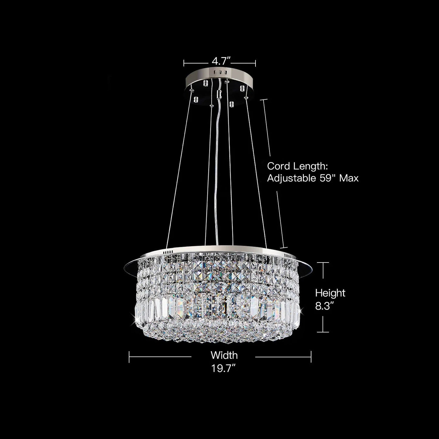 Modern Round Drum Crystal Chandelier