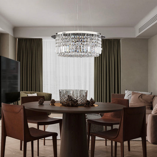 Modern Round Drum Crystal Chandelier