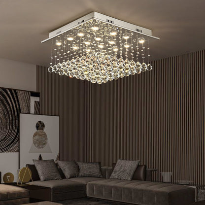 Square Low Ceiling Raindrop Crystal Chandelier