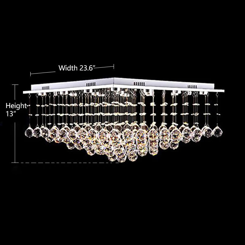 Square Low Ceiling Raindrop Crystal Chandelier